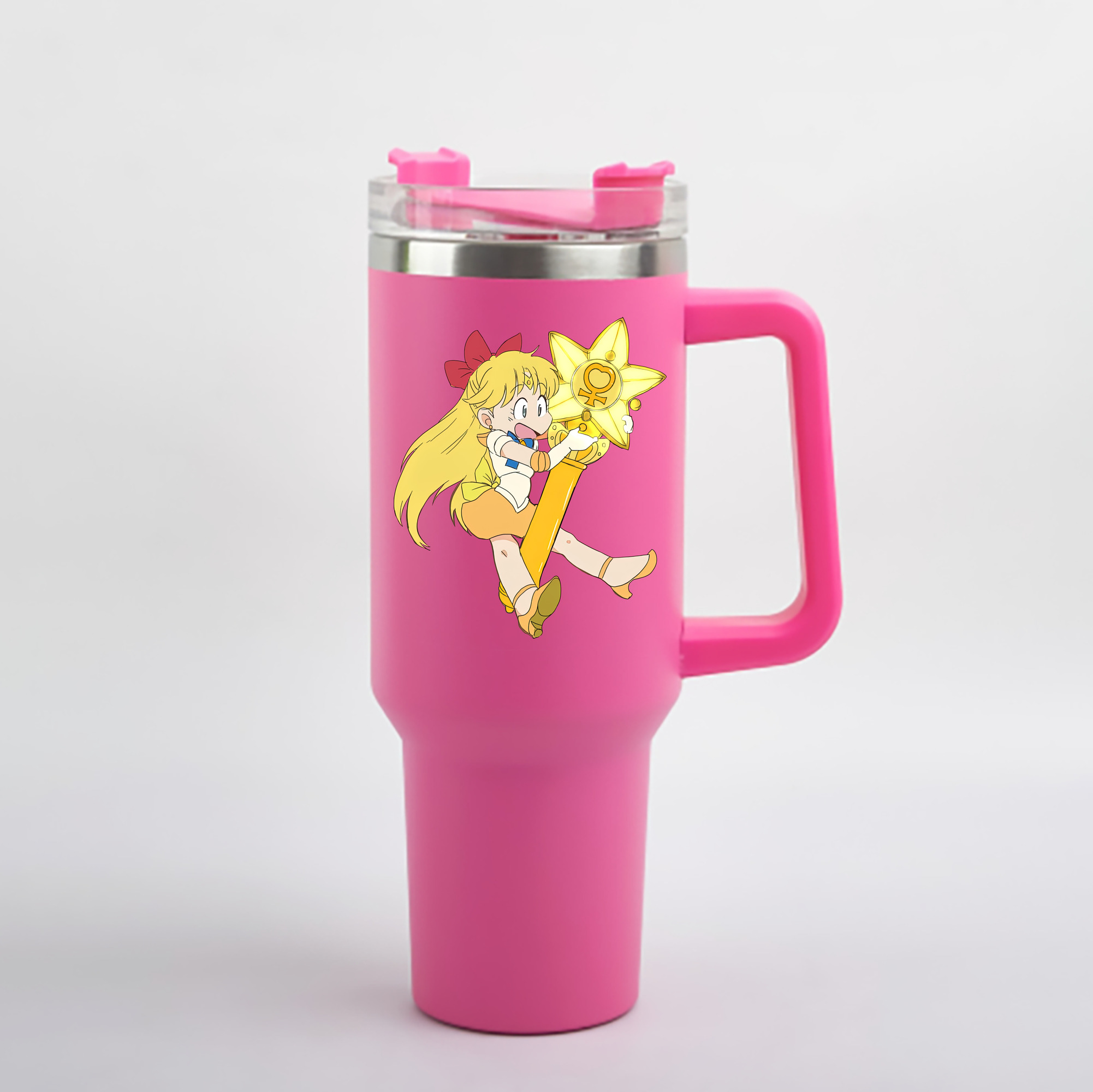 （画像用） 美少女戦士セーラームーン 愛野 美奈子 あいの みなこ Sailor Moon Aino Minako 1200mL車用タンブラー - クリスタルステッカー（プラスチックストロー付き）